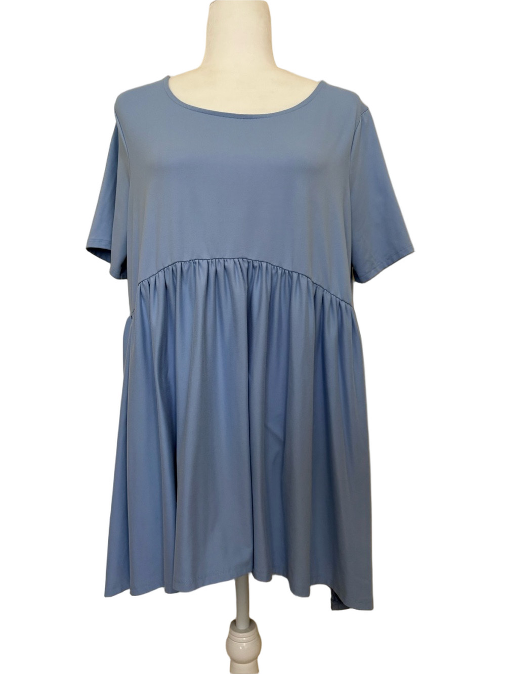 Zenana Light Blue Babydoll High-Lo Tunic with Empire Waist